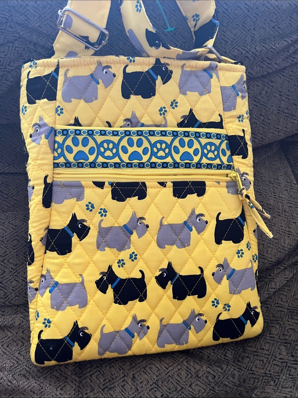 Quilted Yellow Scottie Dog Crossbody Bag